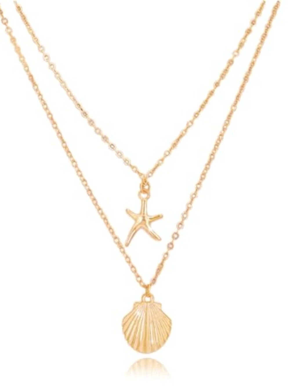 Boho Starfish Layered Necklace‎ Shell Pendant Necklace Silver Necklaces Chain